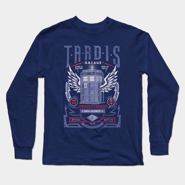 Tardis Garage Long Sleeve T-Shirt by Arinesart